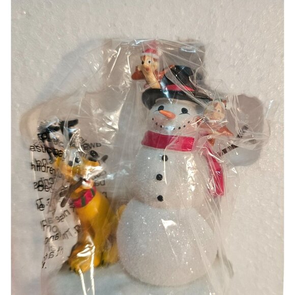 St. Nicholas Square Disney Pluto with Snowman Holiday Christmas Village - Picture 8 of 9